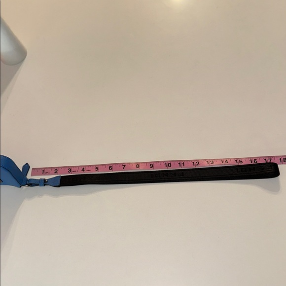 Fendi blue calf leather porta monete small card case pochette w logo lanyard - Picture 13 of 14